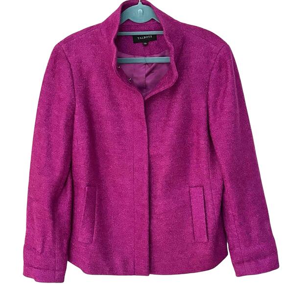 Talbots Wool Blend Hidden Snap Mandarin Collar Jacket | Violet Purple Size 6 - Picture 1 of 5